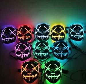 Halloween LED gloeiende masker V Horror Ghost Mask Lighting El Wire DJ Bar Joker Face Guards Veil Costome Party Cosplay Maskers GGA27489264043