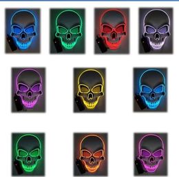 Halloween LED Light Up Masque EL Fil Crâne Effrayant Masques Complets CS Jeu Protecteurs Mascarade Costume De Fête Accessoires Lumineux Atmosphère