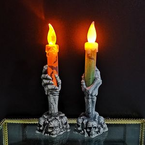 Halloween Led Lights Horror Skull Candle Ghost Holding Candles Lamp Christmas Party Decoration for Home Haunted House Ornamenten 1059