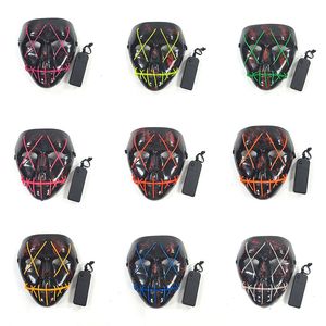 Halloween Led Masque Cosplay Costume Party Masque EL Fil Glowing Mascarade Masque D'anniversaire Masques De Carnaval 10 Couleurs HH7-1718