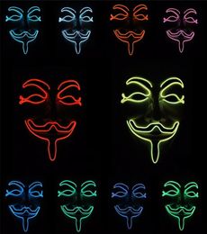 Halloween LED Mask Light Up Funny Masks Vendetta Wire Mask Cosplay Costume Costume Anonymous Mask pour briller dans Dark DH6412718
