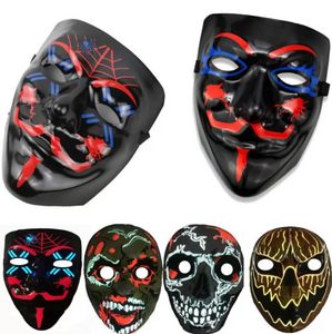 Halloween Led Party Masks Luminous Dress Up Props Dance Party Cold Light Strip Ghost Cartoon Masks Party Supplies 919