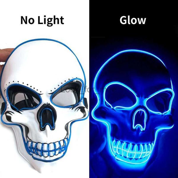 Máscara de calavera LED de Halloween Horror Ghost Head Hombres y mujeres Máscara EL Máscara de luz fría Máscara de fiesta Atmósfera Accesorios HKD230810