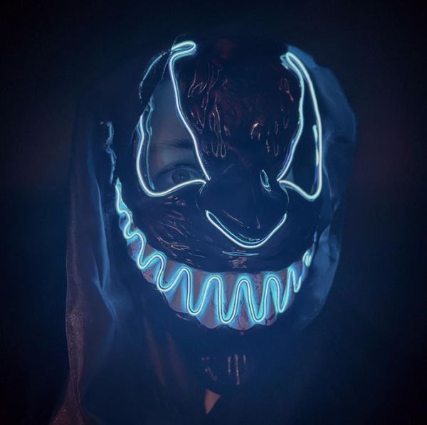 Halloween Light Up Masque LED Effrayant Spooky Masques Complets Crocs Dentelés Dents pour Femmes Hommes Festival Costume Cosplay Party Mascarade Props