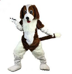 Halloween Long Fur Brown Mascot Costume Dog Dress Outfit Fursuit Xmas