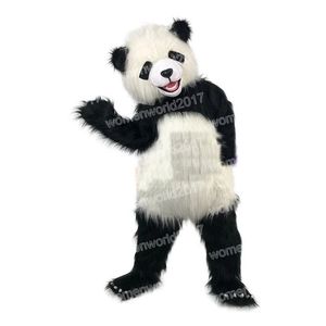 Halloween cheveux longs Panda fourrure mascotte Costume de haute qualité personnage de dessin animé tenues costume unisexe adultes tenue noël carnaval déguisement