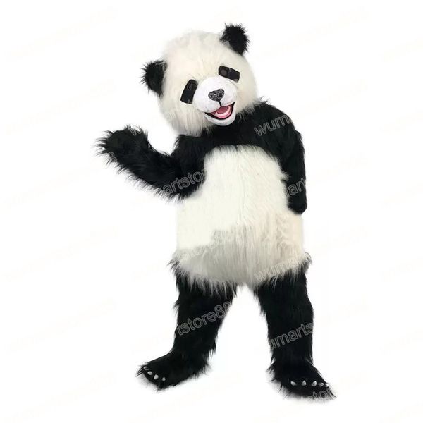 Halloween Cheveux Longs Panda Costume De Mascotte Thème De Dessin Animé Personnage Carnaval Festival Déguisement Adultes Taille Noël Publicité Extérieure Costume Costume