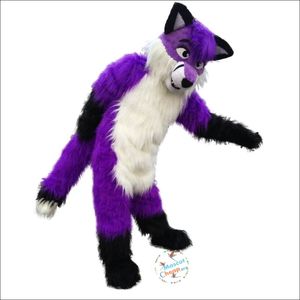 Halloween lang haar paarse wolf vos hond cartoon mascotte kostuum paashaas pluche kostuum kostuum thema fancy dress reclame verjaardagsfeestje kostuum outfit