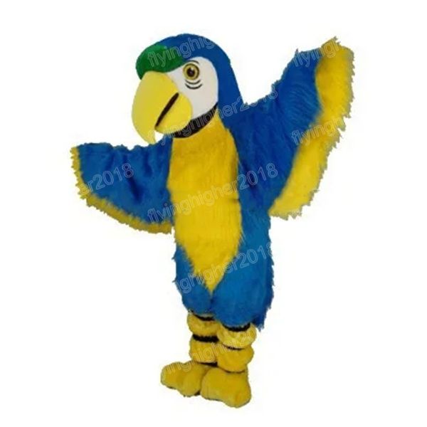 Halloween longue peluche bleu perroquet mascotte Costume taille adulte dessin animé thème personnage personnage carnaval hommes femmes robe de noël fantaisie performance robe de soirée