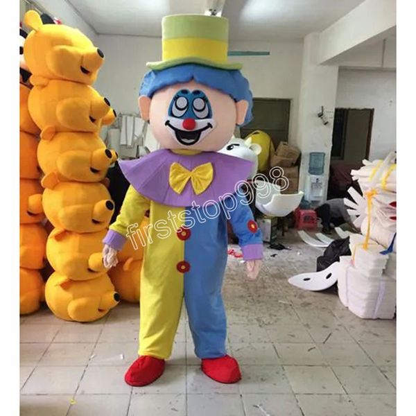 Costume de mascotte de grand clown d'Halloween, personnage de thème animé de dessin animé de haute qualité, taille adulte, fête de Noël, tenue de publicité extérieure