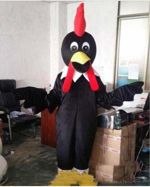 Disfraz de mascota de pollo negro encantador de Halloween, polluelo de gallo, personaje de animal de dibujos animados, disfraces de Carnaval de Navidad, vestido de lujo Paty