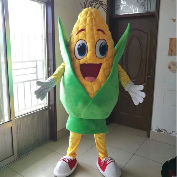 Costume de mascotte de maïs d'Halloween de haute qualité personnaliser la nourriture de dessin animé en peluche personnage de thème d'anime taille adulte Noël Carnival269k