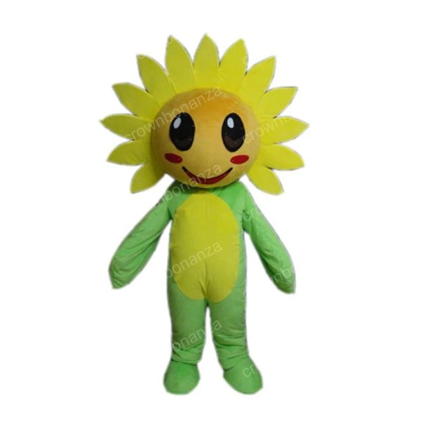 Disfraz de mascota de girasol encantador de Halloween Traje de personaje de dibujos animados de calidad superior Traje Adultos Tamaño Carnaval de Navidad Fiesta de cumpleaños Traje al aire libre