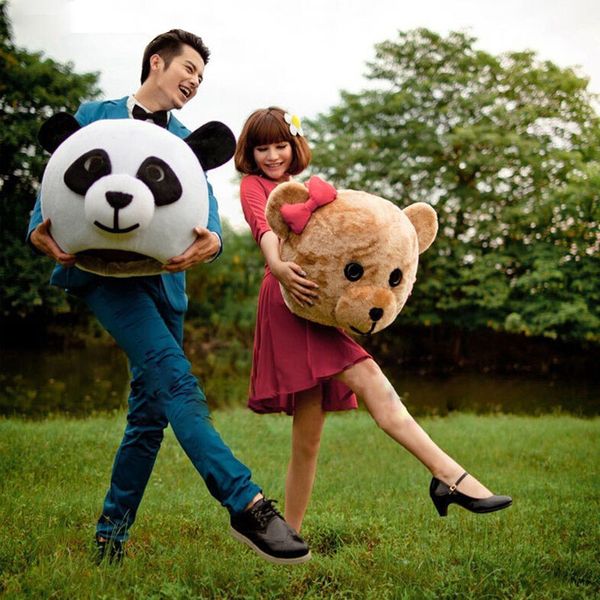 Cabezas de amantes de Halloween disfraz de mascota oso Panda vestido de lujo accesorios de fiesta de boda cabeza de mascota al aire libre para adultos