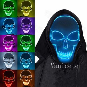 Máscaras luminosas para fiestas de Halloween EL Cool Light Skull Mask 10 colores Ghost Festival Partys Máscara decorativa T9I002199