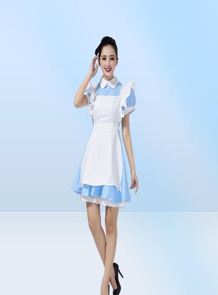 Halloween Maid Costumes Womens Adulte Alice in Wonderland Costume Suit Maids Lolita Fancy Down Cosplay Costume For Women Girl Y0829661234