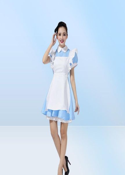 Halloween Maid Costumes Womens Adulte Alice in Wonderland Costume Suit Maids Lolita Fancy Dishy Cosplay Costume For Women Girl Y0825009631