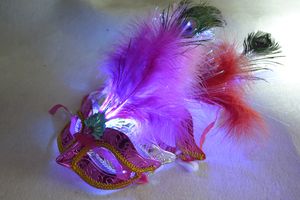 Masques de danse de maquillage d'halloween, masque LED luminescent, masque de plumes de princesse pour mascarade, fête de danse, bal de promo