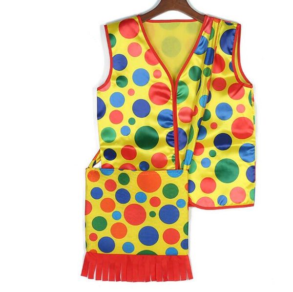 Disfraces de disfraces de maquillaje de Halloween Colorido Dot Clown Vest Mochila Mardi Gras Carnival Cosplay Rendimiento Desgastamiento Tops Bolsas de ropa