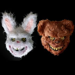 Masque d'Halloween 2023, nouveau masque de lapin sanglant, masque d'ours en peluche de terreur, accessoire de Costume de cosplay