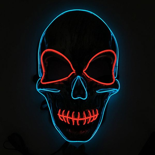 Halloween LED Light Up Máscaras divertidas Hallowmas Cosplay Suministros para disfraces Máscara de fiesta Cráneo Terror Luminoso Máscaras faciales completas BH3996 TQQ