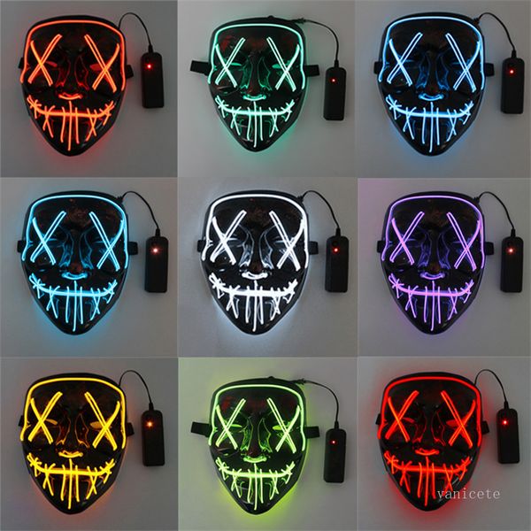 Máscara de Halloween LED Light Up Máscaras divertidas Fiesta Enmascarado Luminoso Grimace Facemask Festival Cosplay Suministros de disfraces mar enviar T9I001404