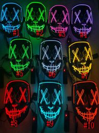 Máscara de Halloween Máscaras divertidas con luz LED El año de elección de purga Gran festival Suministros para disfraces de cosplay Máscara de fiesta RRA43313996659