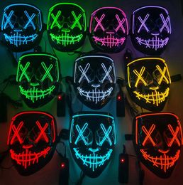 Halloween Mask LED Light Up Funny Masks The Purge Election Year Great Festival Cosplay Suministros de disfraces Masilla de fiesta RRA43318632304