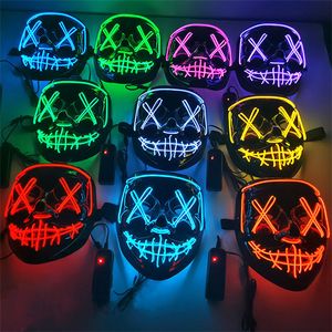 Masque d'Halloween LED Light Up Masques drôles L'année électorale de la purge Grand Festival Cosplay Costume Fournitures Party Masqué 10 Couleur mer envoyer T9I001349