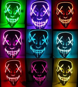 Halloween Mask a mené Light Up Funny Masks The Purge Election Year Great Festival Cosplay Costume Plies Party Masks Glow in Dark8514745