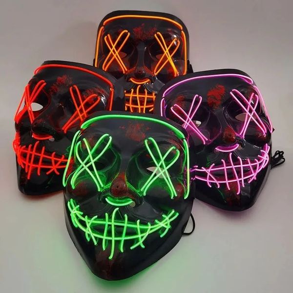 Halloween Mask a mené Light Up Funny the Purge Election Year Great Festival Cosplay Costume fournit des masques de fête 0424