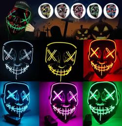 Masque d'Halloween LED Light Up Masques de fête L'année électorale de purge Grands masques drôles Festival Cosplay Costume Fournitures Glow In Dark7764919