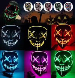 Máscara de Halloween Máscaras de fiesta con luz LED El año de elección de purga Grandes máscaras divertidas Festival Suministros para disfraces de cosplay Brillan en la oscuridad7764919