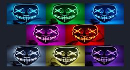 Masque d'Halloween LED Light Up Masques de fête l'année électorale de purge Grands masques drôles Festival Cosplay Costume Fournitures Glow in Dark C6283040