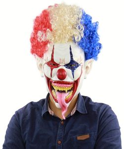 Masque d'Halloween à pointes de cheveux de clown visage complet en latex masques de couronne de terreur masque d'horreur pour Halloween Cosplay Party Night Club6378926