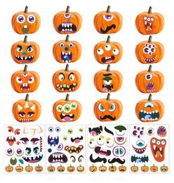 Stickers Halloween Mask 24x28cm Party Making a Face Pumpkin Decorations Autocollant Home Decals décalles bricolage Halloween Decoration9645645