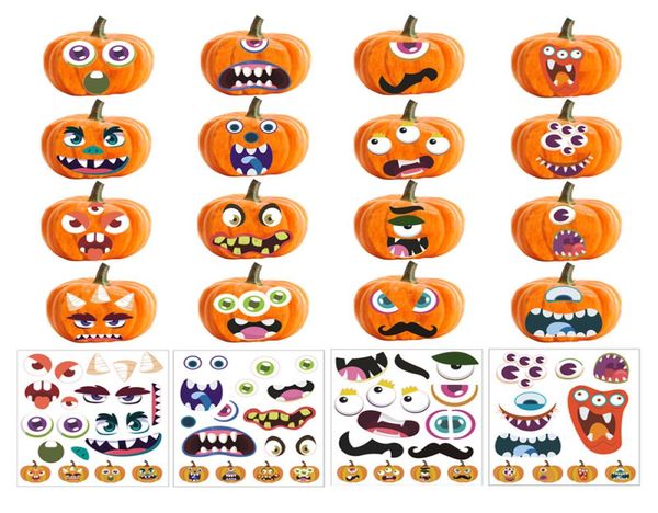 Pegatizas de máscara de Halloween Fiesta de 24x28 cm Haga una cara decoraciones de calabaza Decoración del hogar Decoración Kids Diy Halloween Decoración3528330