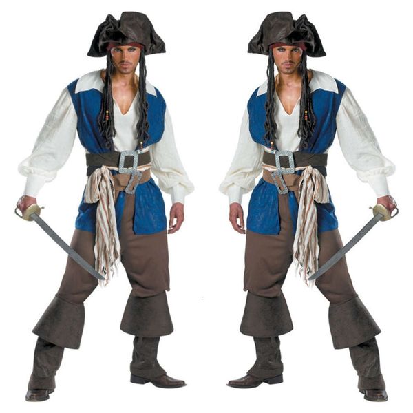 Bal de mascarade d'halloween, Costume de Pirate des caraïbes, Costume de Pirate pour adultes, Costumes d'halloween du capitaine Jack