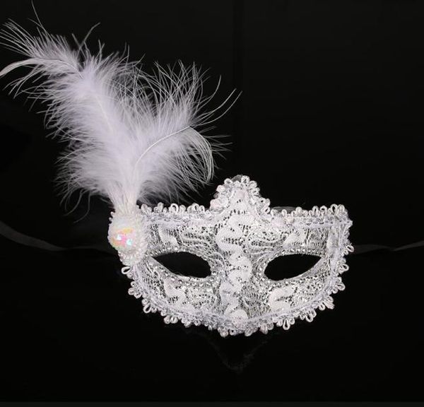 Masque de mascarade d'halloween, demi-masque facial pour femmes, masque de fête princesse vénitienne, plume anonyme S00168231187