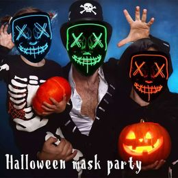 Halloween Masquerade Neon Party Masque Led Masks Lichtgloed in de donkere horror gloeiende masker gemengd kleurenmasker fy9210 rade ing