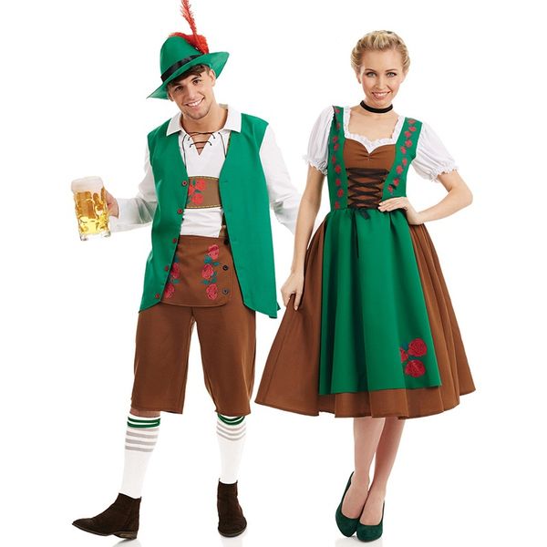 Halloween hommes femmes tenues fête de la bière vêtements Lederhosen allemand Oktoberfest Couple Costume bière-fille homme Cosplay uniformes