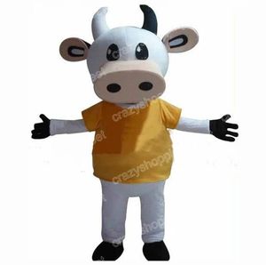 Traje de la mascota de la vaca lechera de Halloween Trajes de personajes de dibujos animados de alta calidad Traje Adultos Tamaño Fiesta de carnaval de Navidad Traje al aire libre Trajes de publicidad