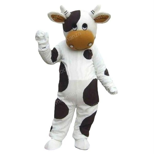 Costume de mascotte de vache à lait d'Halloween Costume de personnage de dessin animé de qualité supérieure Costume Adultes Taille Carnaval de Noël Fête d'anniversaire en plein air 358F