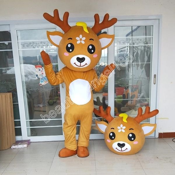 Disfraz de Mascota de ciervo Milu de Halloween, personaje temático de ganado de dibujos animados, traje de carnaval Unisex para adultos, traje de fiesta de Navidad