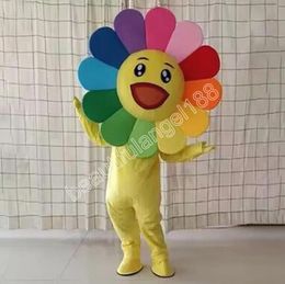 Disfraz de mascota de girasol multicolor de Halloween de alta calidad personalizar dibujos animados diente de felpa personaje de tema de anime tamaño adulto vestido de lujo de carnaval de Navidad