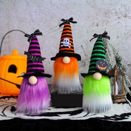 Bigote de Halloween Gnomos de peluche Hecho a mano Tomte Calabaza sueca Fantasma Gnomos Adornos Decoraciones de mesa de Halloween