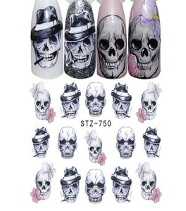 Halloween Nail Art Stickers Sexy Skull Bone Fall Water Transfer Decals Nagels Folie Manicure Decoratio Tips Holiday Party Makeup3058280