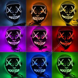 Halloween Neon Mask Led Mask Maskerade Party Maskers Lichtgloed in The Dark Masks Party Cosplay Cosplay Kostuum 600 stks DAW494
