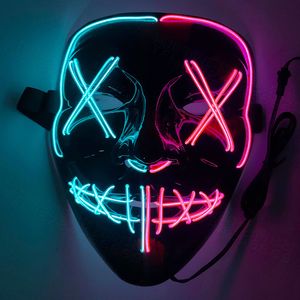 Máscara de neón para Halloween, corbata que brilla en la oscuridad, máscara LED para fiesta de disfraces, accesorio de máscaras para fiesta de cumpleaños, boda, disfraz, decoración de Cosplay