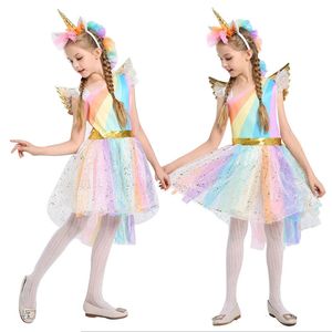 Halloween New Girl Unicorn Rainbow Dress Stage Performance Dress 230801
